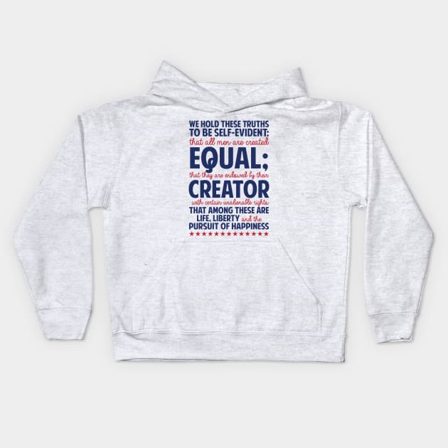 The Declaration of Independence Kids Hoodie by FranklinPrintCo